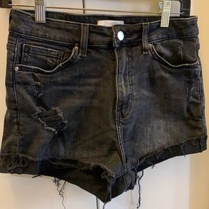 Distressed acid wash shorts